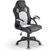 Racing Schreibtischstuhl Montreal - ergonomisch, höhenverstellbar & gepolstert, bis 120 kg - Bürostuhl Drehstuhl pc Gaming Stuhl - weiß - Juskys von Juskys