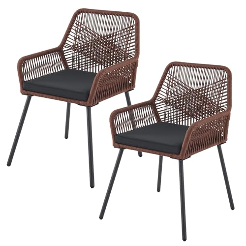 Juskys Rope Gartenstühle Kastos 2er Set - Outdoor Stuhl mit Armlehne & Kissen - Gartenstuhl 150 kg belastbar - Garten Balkon - Stühle Braun Juskys Rope Gartenstühle Kastos 2er Set - Outdoor Stuhl mit Armlehne & Kissen - Gartenstuhl 150 kg belastbar - Garten Balkon - Stühle Braun von Juskys