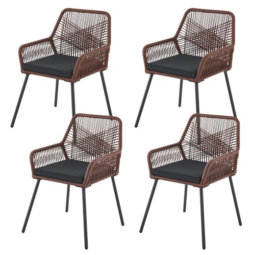 Juskys Rope Gartenstühle Kastos 4er Set - Outdoor Stuhl mit Armlehne & Kissen - Gartenstuhl 150 kg belastbar - Garten Balkon - Stühle Braun Juskys Rope Gartenstühle Kastos 4er Set - Outdoor Stuhl mit Armlehne & Kissen - Gartenstuhl 150 kg belastbar - Garten Balkon - Stühle Braun von Juskys
