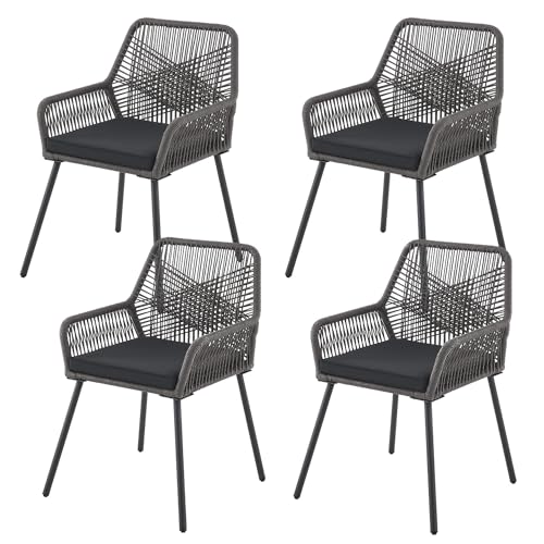 Juskys Rope Gartenstühle Kastos 4er Set - Outdoor Stuhl mit Armlehne & Kissen - Gartenstuhl 150 kg belastbar - Garten Balkon - Stühle Grau Juskys Rope Gartenstühle Kastos 4er Set - Outdoor Stuhl mit Armlehne & Kissen - Gartenstuhl 150 kg belastbar - Garten Balkon - Stühle Grau von Juskys