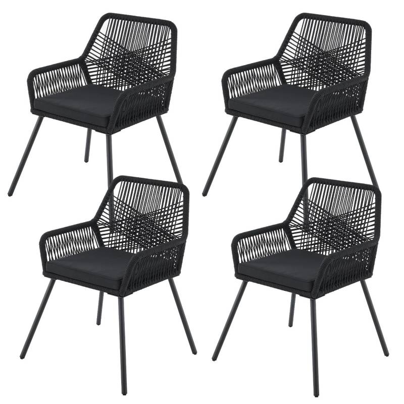 Juskys Rope Gartenstühle Kastos 4er Set Schwarz von Juskys