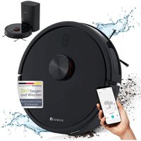 Juskys Saugroboter EcoTrek M300 Set mit Absaugstation und Wischfunktion und Zubehör - Staubsauger Roboter, Laser LDS-Navigation, App-Steuerung von Juskys