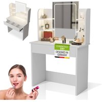 Juskys Schminktisch Zoey, Touch-LED-Spiegel, Melamin-Oberfläche, viel Stauraum durch Schublade & Regale, modern & kompakt – Weiß Juskys Schminktisch Zoey, Touch-LED-Spiegel, Melamin-Oberfläche, viel Stauraum durch Schublade & Regale, modern & kompakt – Weiß von Juskys