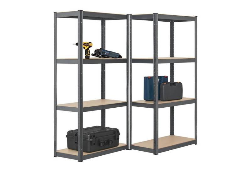 Juskys Schwerlastregal Easy, Set, 2er Set, 640 kg Traglast, 8 Böden, individueller Aufbau von Juskys
