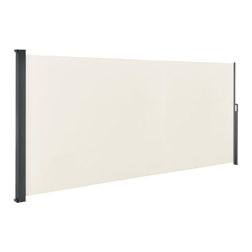 Juskys Seitenmarkise Dubai 500 x 180 cm ausziehbar Blickdicht, Sichtschutz für Balkon & Terrasse, Seitenrollo Wandhalterung - beige von Juskys