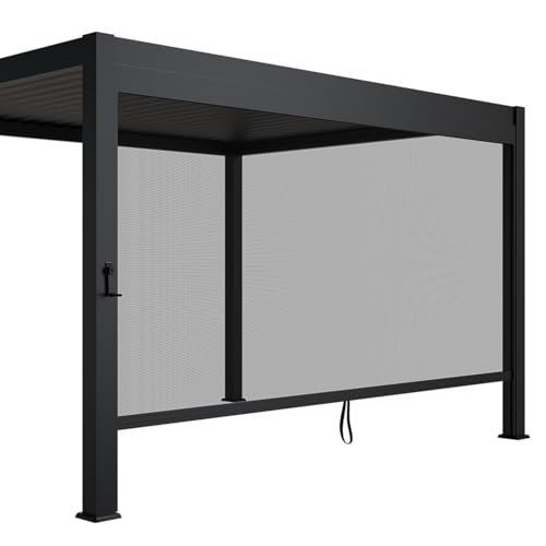 Juskys Seitenwand für Lamellendach Tahiti - Rollo 4 m - Aluminium & Stoff - Zubehör für Pergola - Sonnenschutz für Garten & Terrasse - Anthrazit von Juskys
