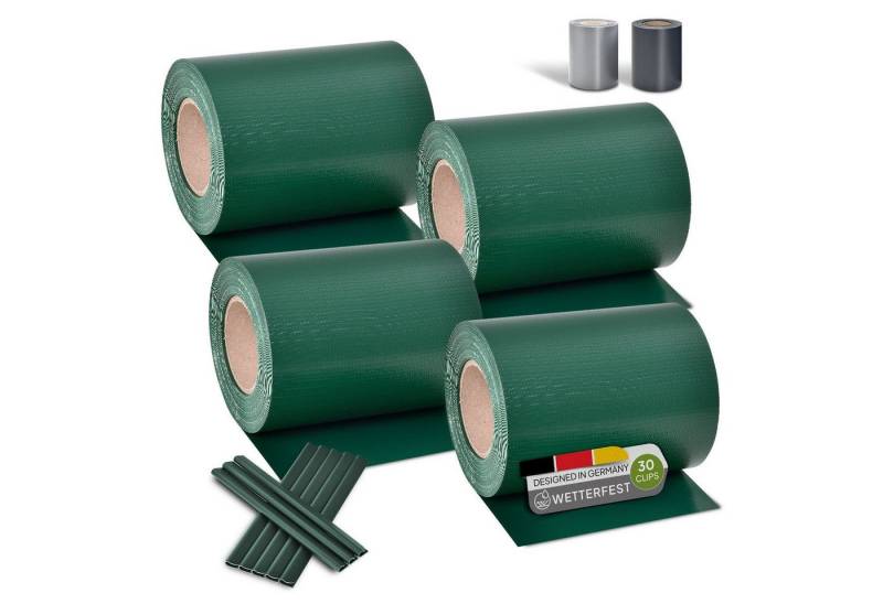 Juskys Sichtschutzstreifen PVC Sichtschutzstreifen 4er Set, Doppelstabmatten Zaun 4er Set á 35m x 19cm, Zaunfolie von Juskys