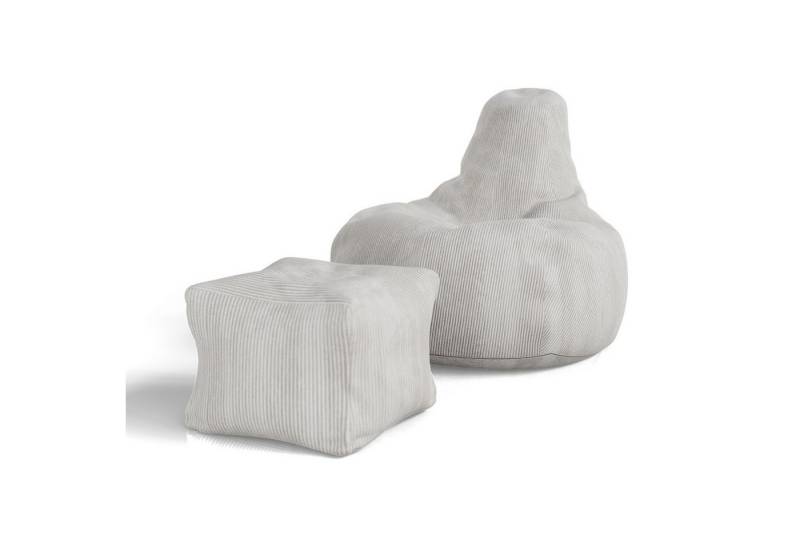 Juskys Sitzsack Chillex (2 St), L, mit Hocker, Cord, Memory-Schaum, Gaming & Lesesessel Erwachse von Juskys