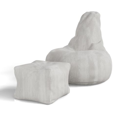 Juskys Sitzsack Chillex XL mit Hocker - Cord Sessel für Erwachsene - Füllung Memoryschaumstoff - Gaming & Lesesessel bequem - Bean Bag - Beige Juskys Sitzsack Chillex XL mit Hocker - Cord Sessel für Erwachsene - Füllung Memoryschaumstoff - Gaming & Lesesessel bequem - Bean Bag - Beige von Juskys