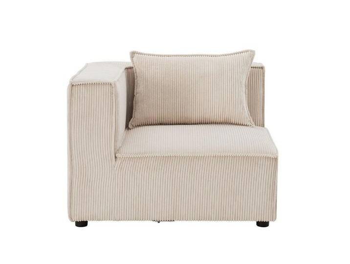 Juskys Sofa Domas, Ecksofa Links mit Armlehne & Kissen, modulares Sofa für Wohnzimmer, beige, Ecksofa Links, Beige von Juskys