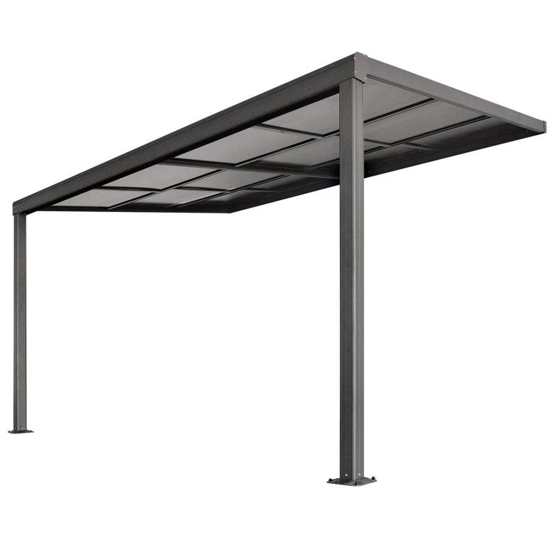 Juskys Terrassendach Jakarta 4x3m mit Polycarbonatplatten Dunkelgrau von Juskys