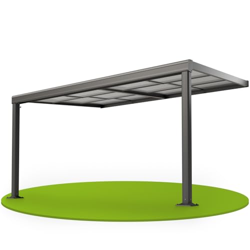 Juskys Terrassenüberdachung 4x3 m mit Schiebedach - Terrassendach aus Aluminium mit Doppelstegplatten - wetterfeste Überdachung mit UV-Schutz - Grau Juskys Terrassenüberdachung 4x3 m mit Schiebedach - Terrassendach aus Aluminium mit Doppelstegplatten - wetterfeste Überdachung mit UV-Schutz - Grau von Juskys