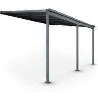 Terrassenüberdachung Borneo – Aluminium Terrassendach mit Doppelstegplatten Sonnenschutz Pergola Überdachung für Terrassen 4x3 m Anthrazit - Juskys von Juskys