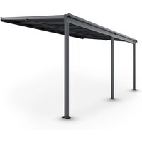 Juskys Terrassenüberdachung Borneo – Aluminium Terrassendach mit Doppelstegplatten Sonnenschutz Pergola Überdachung für Terrassen 5x3 m Dunkelgrau von Juskys