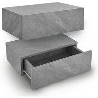 Wandregal Nachttisch hängend 2er Set Holz 46x30x15 cm bth - 1 Schublade & Ablage pro Nachtkommode - Wandmontage - Nachtschrank Grau - Juskys von Juskys