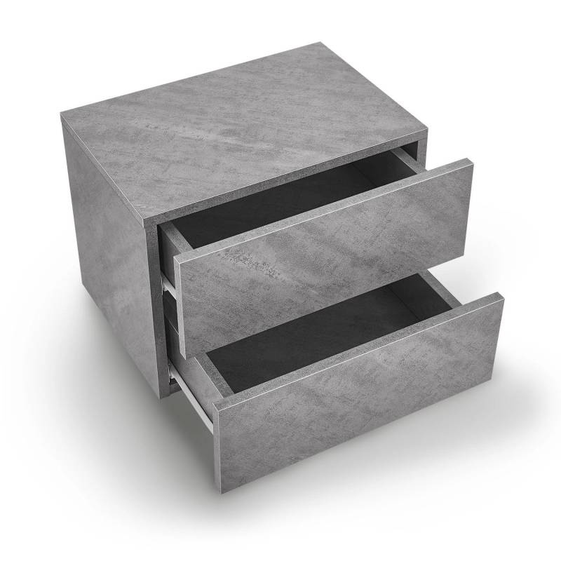 Juskys Wandschrank Nachttisch 40x29x30 cm mit 2 Schubladen Betonoptik von Juskys