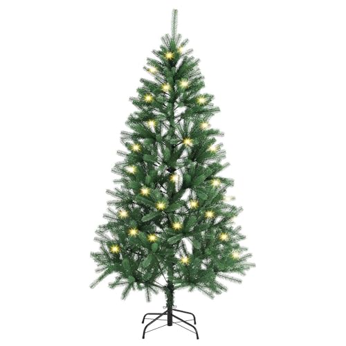 Juskys künstlicher Weihnachtsbaum 180 cm - Baum mit LED Beleuchtung & Ständer - Tannenbaum naturgetreu für drinnen - Christbaum künstlich, beleuchtet von Juskys