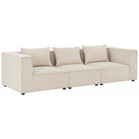 Modulares Sofa Domas m - Couch für Wohnzimmer - 3 Sitzer mit Armlehnen & Kissen - 130 kg belastbar pro Sitz - Möbel Garnitur Cord Beige - Juskys von Juskys