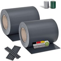 Juskys PVC Sichtschutzstreifen Doppelstabmatten Zaun 2er Set - 2 Rollen á 35m x 19cm - Befestigungsclips - Zaunfolie Sichtschutz Windschutz – von Juskys