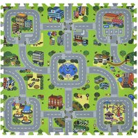 Juskys - Kinder Puzzlematte Jascha 9 Teile – Stadt & Straßen – rutschfest & abwischbar – 1cm dick – Spielmatte ab 10 Monate – Baby Puzzle Spielteppich von Juskys