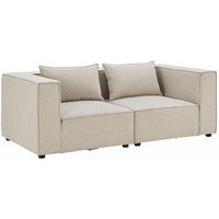 Modulares Sofa Domas s - Couch für Wohnzimmer - 2 Sitzer mit Armlehnen & Kissen - 130 kg belastbar pro Sitz - Möbel Garnitur Stoff Beige - Juskys von Juskys