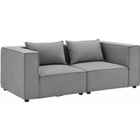 Modulares Sofa Domas s - Couch für Wohnzimmer - 2 Sitzer mit Armlehnen & Kissen - 130 kg belastbar pro Sitz - Möbel Garnitur Stoff Dunkelgrau - Juskys von Juskys
