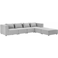 Modulares Sofa Domas xxl - Couch für Wohnzimmer - 2 Ottomanen, Armlehnen & Kissen - Ecksofa Eckcouch Ecke - Wohnlandschaft Stoff Hellgrau - Juskys von Juskys