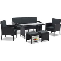 Polyrattan Gartenmöbel Sitzgruppe Turin Set 6 teilig - 7 Personen - Outdoor Möbel mit Sessel, Hocker, Tisch & Kissen - Loungemöbel Schwarz - Juskys Polyrattan Gartenmöbel Sitzgruppe Turin Set 6 teilig - 7 Personen - Outdoor Möbel mit Sessel, Hocker, Tisch & Kissen - Loungemöbel Schwarz - Juskys von Juskys