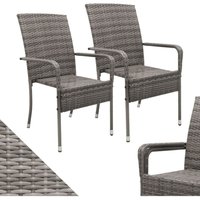 Polyrattan Gartenstühle Yoro 2er Set - mit Armlehnen & Rückenlehne - 2 Stühle stapelbar - Rattan Stuhl Garten - Grau-meliert - Juskys Polyrattan Gartenstühle Yoro 2er Set - mit Armlehnen & Rückenlehne - 2 Stühle stapelbar - Rattan Stuhl Garten - Grau-meliert - Juskys von Juskys