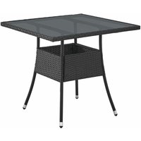 Polyrattan Gartentisch Yoro wetterfest - Balkontisch 80x80 cm eckig - Rattan Beistelltisch mit Glasplatte - kleiner Tisch für Balkon - Schwarz von Juskys