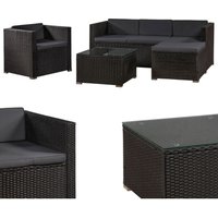 Polyrattan Lounge Punta Cana l – Sitzgruppe für 4-5 Personen – Schwarz / Grau – Gartenmöbel Set / Gartenlounge mit Sofa, Sessel, Tisch & Hocker von Juskys