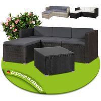 Polyrattan Lounge Punta Cana m – Sitzgruppe für 3-4 Personen – Schwarz / Grau – Gartenmöbel Set / Gartenlounge mit Sofa, Tisch & Hocker - Juskys von Juskys