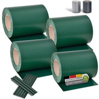 Pvc Sichtschutzstreifen Doppelstabmatten Zaun 4er Set - 4 Rollen á 35m x 19cm - Befestigungsclips - Zaunfolie Sichtschutz Windschutz – grün - Juskys von Juskys