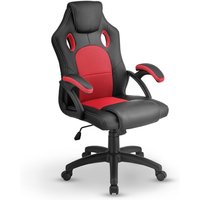 Racing Schreibtischstuhl Montreal - ergonomisch, höhenverstellbar & gepolstert, bis 120 kg - Bürostuhl Drehstuhl pc Gaming Stuhl - rot - Juskys von Juskys