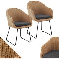Rattan Korbsessel Cody 2er Set mit Kissen - Indoor & Outdoor Rattanstühle - Korbstuhl bis 100 kg belastbar - Korbstühle modern - Stühle Natur - Juskys von Juskys