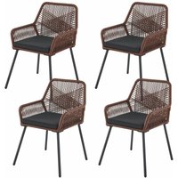 Rope Gartenstühle Kastos 4er Set - Outdoor Stuhl mit Armlehne & Kissen - Gartenstuhl 150 kg belastbar - Garten Balkon - Stühle Braun - Juskys Rope Gartenstühle Kastos 4er Set - Outdoor Stuhl mit Armlehne & Kissen - Gartenstuhl 150 kg belastbar - Garten Balkon - Stühle Braun - Juskys von Juskys