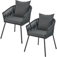 Rope Stühle 2er Set - Gartenstühle mit Seilgeflecht & Polster - wetterfester & bis 160 kg belastbar - Stahl mit Pulverbeschichtung - Dunkelgrau Rope Stühle 2er Set - Gartenstühle mit Seilgeflecht & Polster - wetterfester & bis 160 kg belastbar - Stahl mit Pulverbeschichtung - Dunkelgrau von Juskys