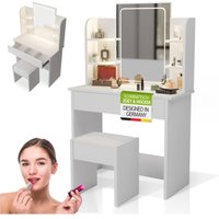 Schminktisch Zoey & Hocker Melly, Touch-LED-Spiegel, Melamin-Oberfläche, viel Stauraum durch Schublade & Regale, modern & kompakt – Weiß - Juskys Schminktisch Zoey & Hocker Melly, Touch-LED-Spiegel, Melamin-Oberfläche, viel Stauraum durch Schublade & Regale, modern & kompakt – Weiß - Juskys von Juskys