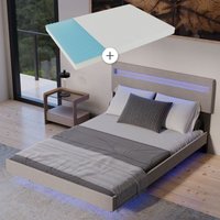 Schwebebett Lissabon - mit Matratze, Schwebendes Design & LED-Beleuchtung, Leinen Optik, Höhenverstellbare Rückenlehne - 140 x 200 cm, beige - Juskys Schwebebett Lissabon - mit Matratze, Schwebendes Design & LED-Beleuchtung, Leinen Optik, Höhenverstellbare Rückenlehne - 140 x 200 cm, beige - Juskys von Juskys