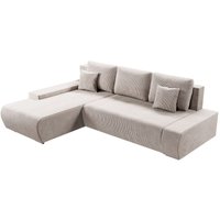 Sofa Iseo Links mit Schlaffunktion - Stoff Couch l Form für Wohnzimmer, bequem, ausziehbar - Schlafsofa Ecksofa Eckcouch Schlafcouch Beige - Juskys von Juskys