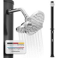 Solardusche Victoria - bis 60°C – mit schwenkbarem Duschkopf, Fußdusche & Gartenschlauch Anschluss Gartendusche Außendusche - 20 Liter - 220 cm von Juskys