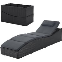 Sonnenliege Lamia klappbar - Polyrattan Gartenliege mit Auflage, Kopfteil verstellbar, 160 kg belastbar - Garten Balkon Outdoor Liege Schwarz - Juskys von Juskys