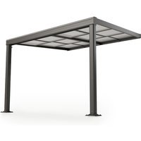 Terrassenüberdachung 3x3 m mit Schiebedach - Terrassendach aus Aluminium mit Doppelstegplatten - wetterfeste Überdachung mit UV-Schutz - Grau - Juskys von Juskys