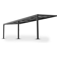 Juskys - Terrassenüberdachung 6x3 m mit Schiebedach - Terrassendach aus Aluminium mit Doppelstegplatten - wetterfeste Überdachung mit UV-Schutz - Grau von Juskys