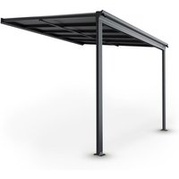 Terrassenüberdachung Borneo – Aluminium Terrassendach mit Doppelstegplatten Sonnenschutz Pergola Überdachung für Terrassen 3x3 m Anthrazit - Juskys von Juskys