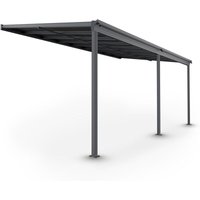 Terrassenüberdachung Borneo – Aluminium Terrassendach mit Doppelstegplatten Sonnenschutz Pergola Überdachung für Terrassen 5,5 x 3 m Dunkelgrau von Juskys