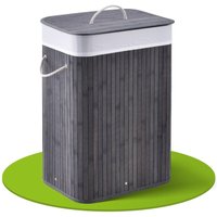 Wäschekorb Curly mit Deckel – Wäschesammler Bambus – Stoff Wäschesack herausnehmbar & waschbar – Wäschetonne mit Griffen – 72 Liter – grau - Juskys von Juskys