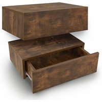 Wandregal Nachttisch hängend 2er Set Holz 46x30x15 cm bth - 1 Schublade & Ablage pro Nachtkommode - Wandmontage - Nachtschrank Natur - Juskys von Juskys