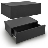 Wandregal Nachttisch hängend 2er Set Holz 46x30x15 cm bth - 1 Schublade & Ablage pro Nachtkommode - Wandmontage - Nachtschrank Schwarz - Juskys von Juskys