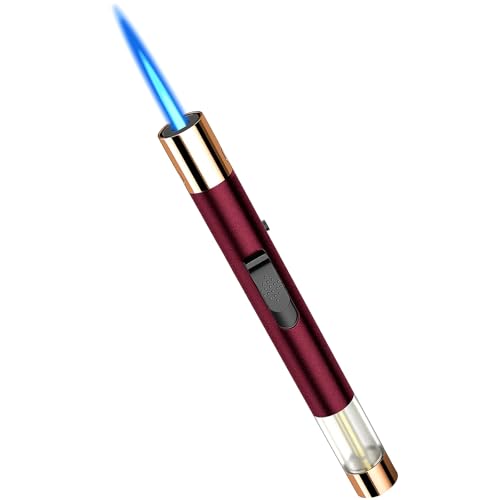 Juspota 19cm Jetflamme Feuerzeug, Abschließbar Sturmfeuerzeug, Gasfeuerzeug, Gas Nachfüllbar Winddicht Langes Stabfeuerzeug, Rot (Verkauft ohne Butangas) von Juspota